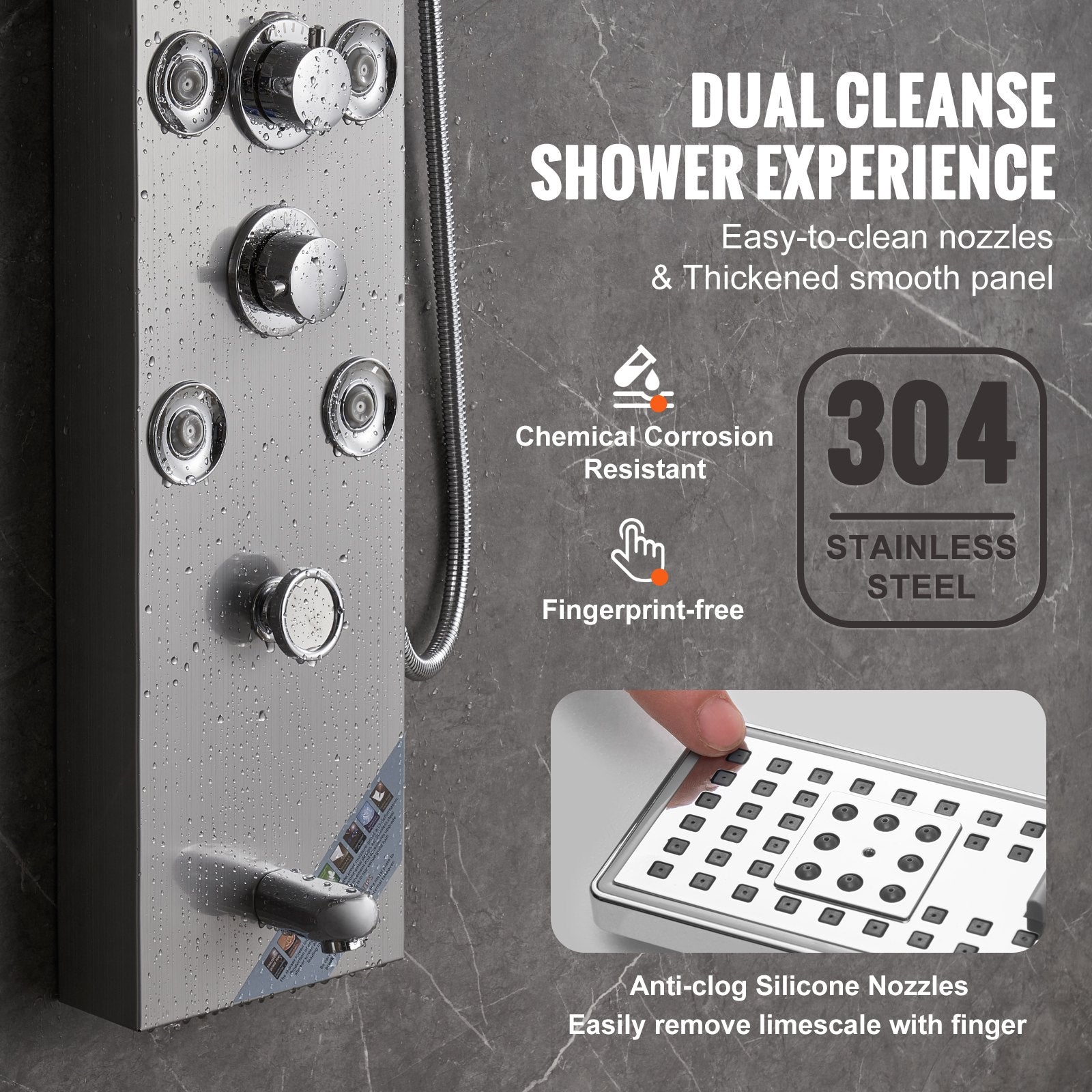 Shower Panel System, 6 Shower Modes, LED & Screen Hydroelectricity Shower Panel Tower, Rainfall, Waterfall, 8 Massage Jets, Tub Spout, Handheld Shower, Stainless Steel Wall-Mounted Shower Set - Image 6