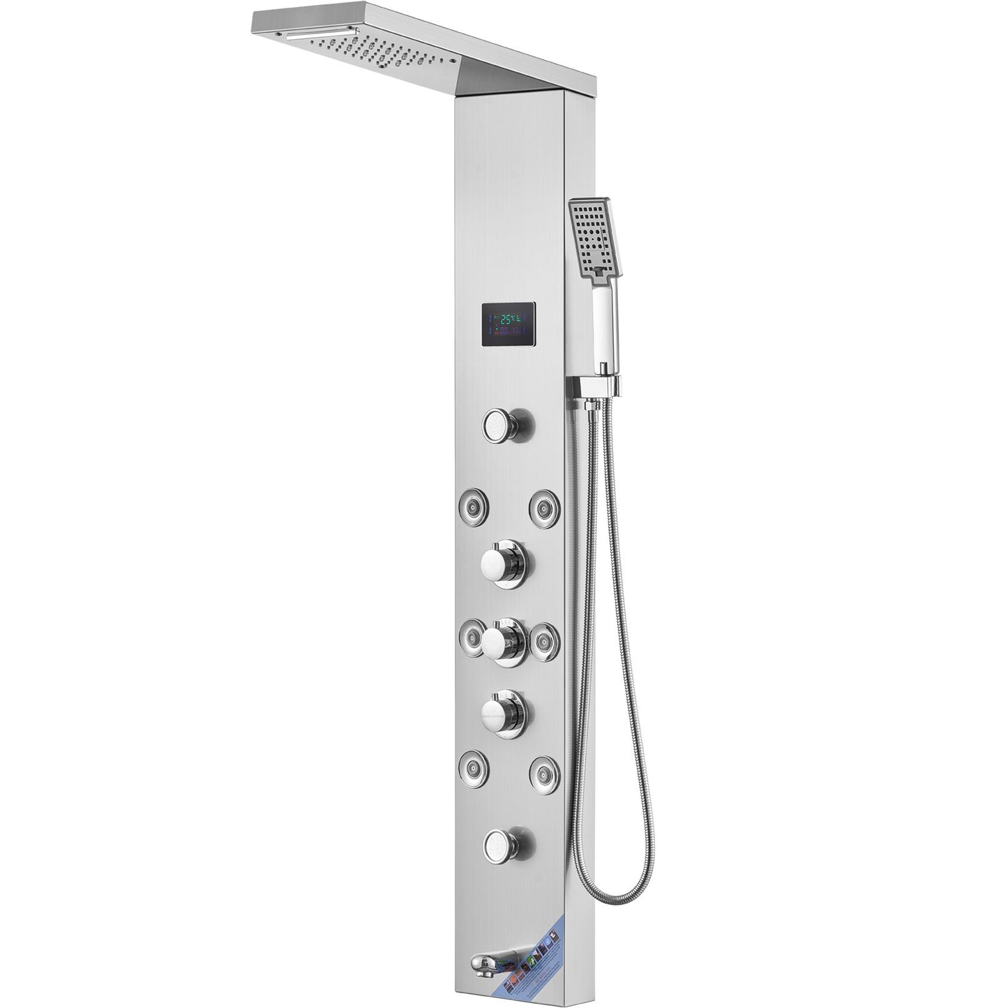Shower Panel System, 6 Shower Modes, LED & Screen Hydroelectricity Shower Panel Tower, Rainfall, Waterfall, 8 Massage Jets, Tub Spout, Handheld Shower, Stainless Steel Wall-Mounted Shower Set - Image 9