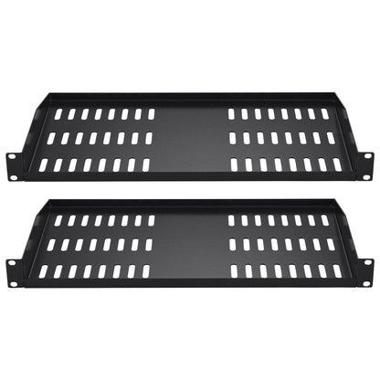 2PCS 1U Server Rack Shelf, 254mm Depth, 22.68kg Max Load Capacity Vented Cantilever or Wall Mount Rack Mount Shelf with Tray, Good Air Circulation for 482.6mm Network Cabinet or Equipment Rack