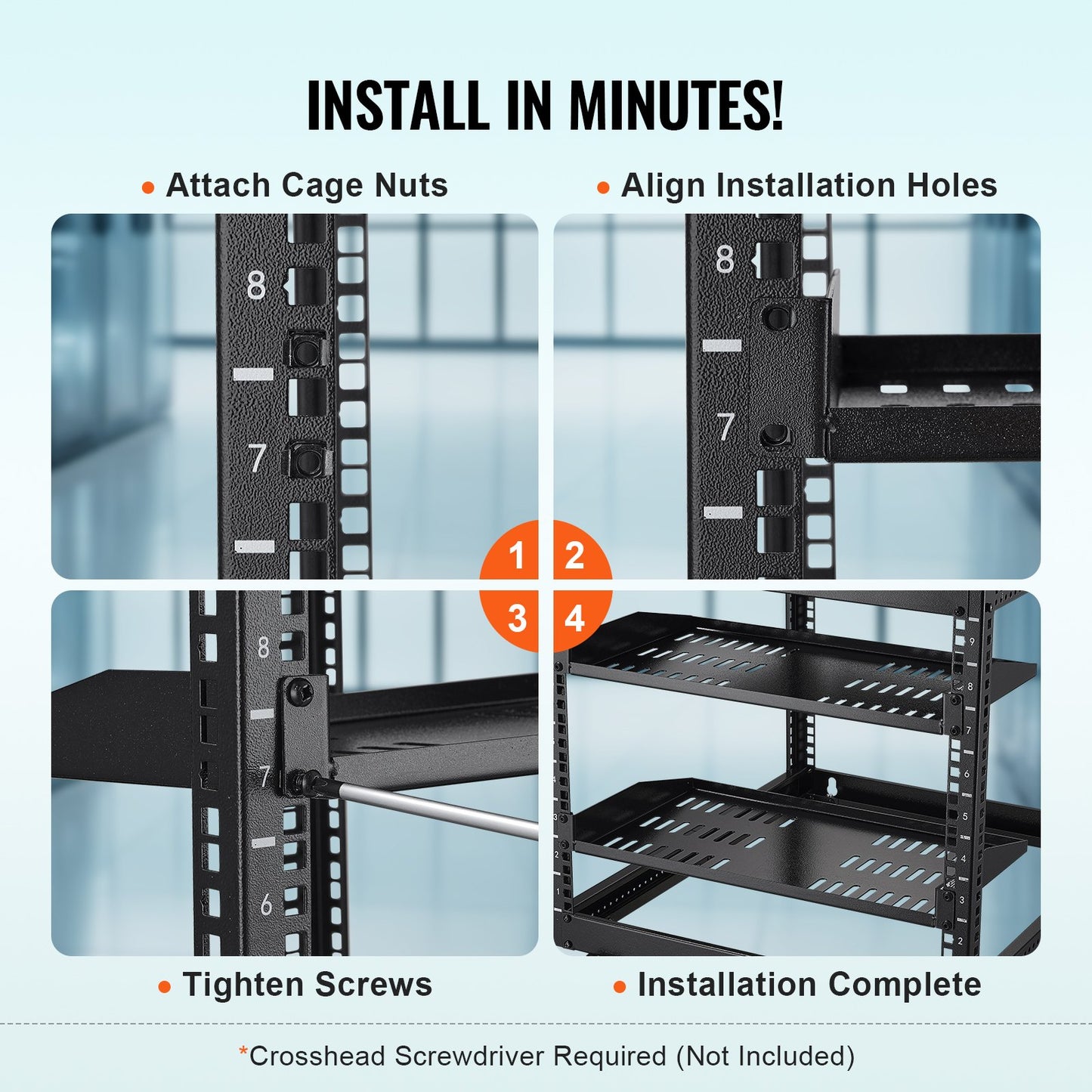 2PCS 1U Server Rack Shelf, 254mm Depth, 22.68kg Max Load Capacity Vented Cantilever or Wall Mount Rack Mount Shelf with Tray, Good Air Circulation for 482.6mm Network Cabinet or Equipment Rack - Image 6