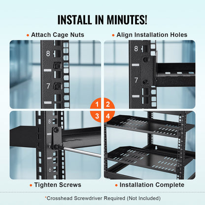 2PCS 1U Server Rack Shelf, 254mm Depth, 22.68kg Max Load Capacity Vented Cantilever or Wall Mount Rack Mount Shelf with Tray, Good Air Circulation for 482.6mm Network Cabinet or Equipment Rack - Image 6