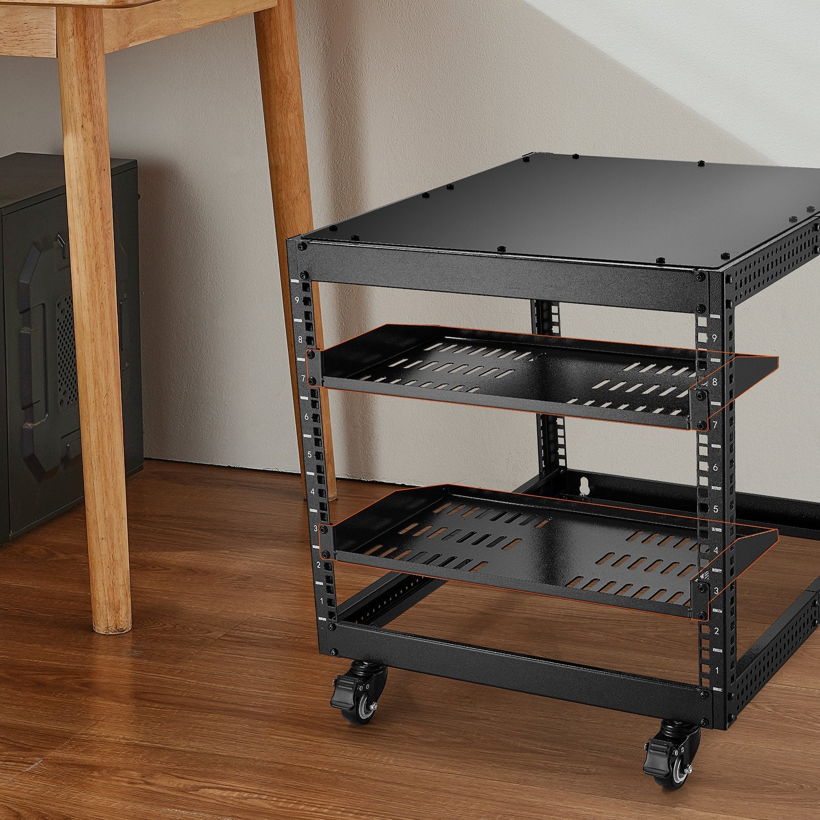 2PCS 1U Server Rack Shelf, 254mm Depth, 22.68kg Max Load Capacity Vented Cantilever or Wall Mount Rack Mount Shelf with Tray, Good Air Circulation for 482.6mm Network Cabinet or Equipment Rack - Image 8