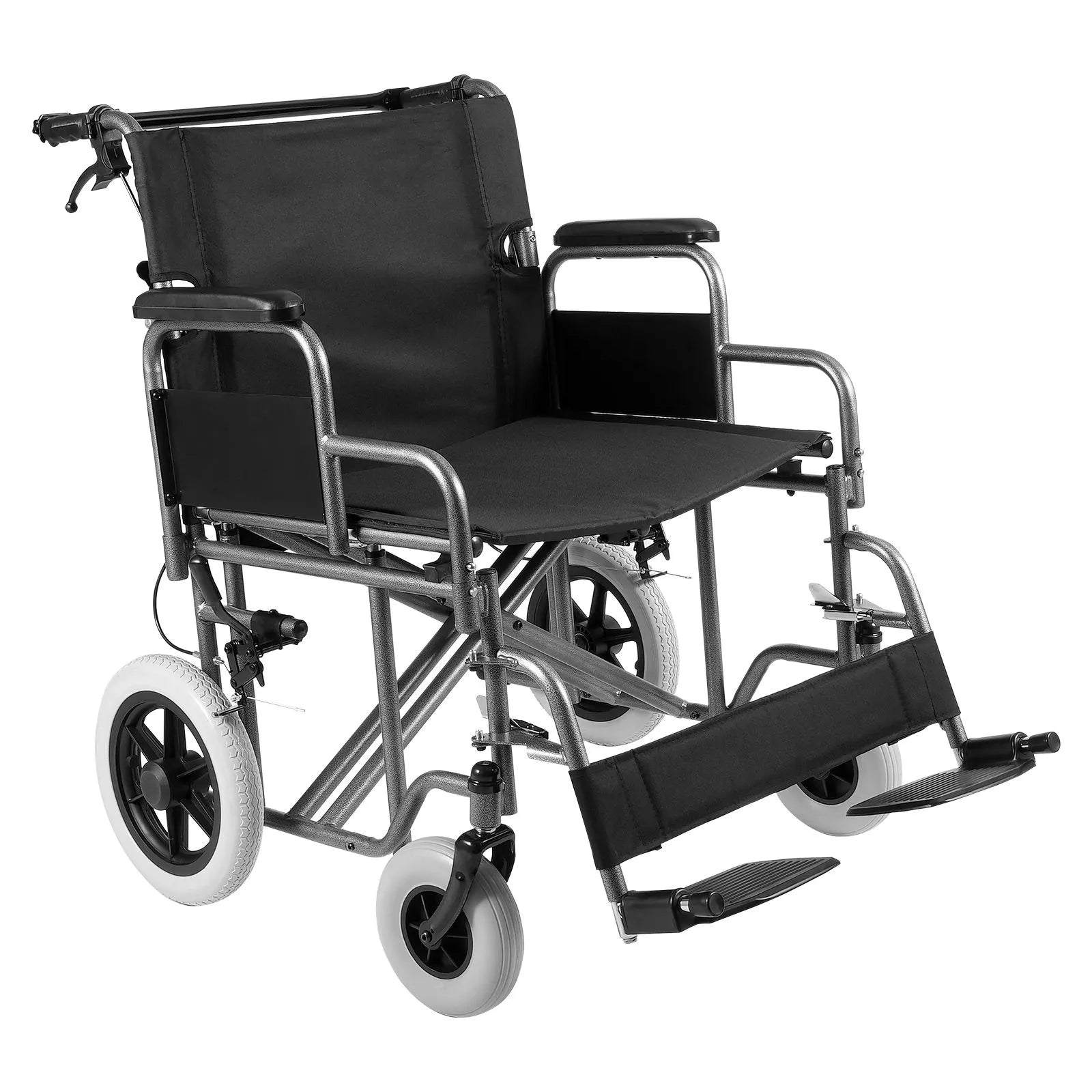 Wheelchair Steel Transport Chair Foldable Wheelchair 24-In W Seat 300lbs - Image 9