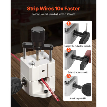 Manual Wire Stripping Machine, 1.5-25 mm, Portable Copper Stripper with Hand Crank or Drill Powered, 64Mn Quenched Blades, 45# Steel Rollers, ABS & PC Wire Peeler, for Scrap Copper Recycling - Image 4