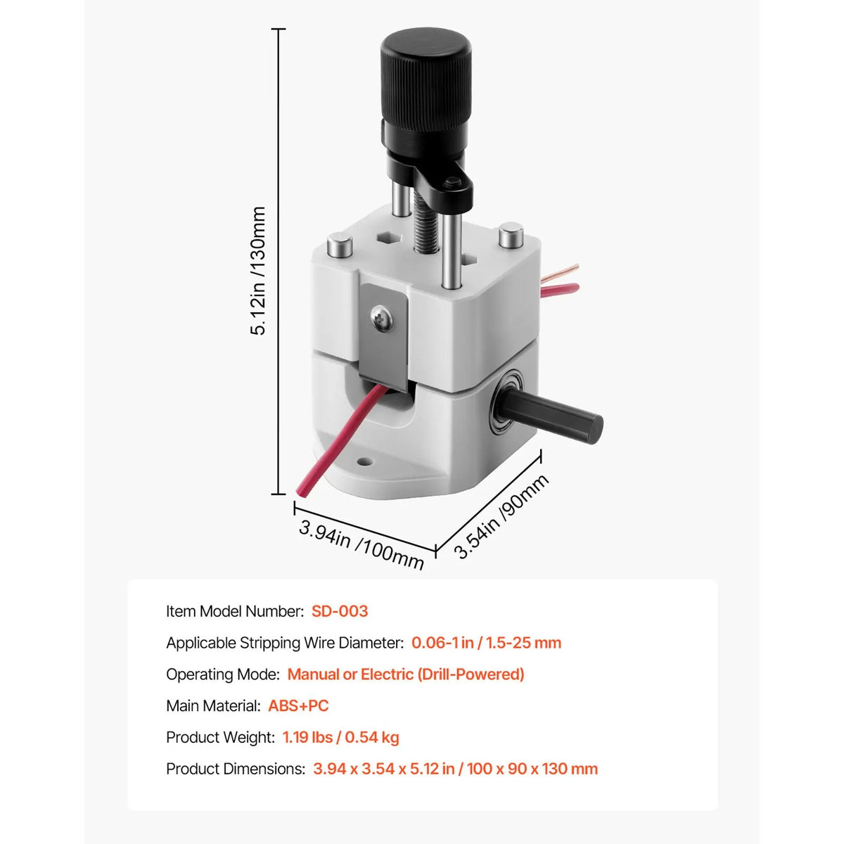 Manual Wire Stripping Machine, 1.5-25 mm, Portable Copper Stripper with Hand Crank or Drill Powered, 64Mn Quenched Blades, 45# Steel Rollers, ABS & PC Wire Peeler, for Scrap Copper Recycling - Image 7