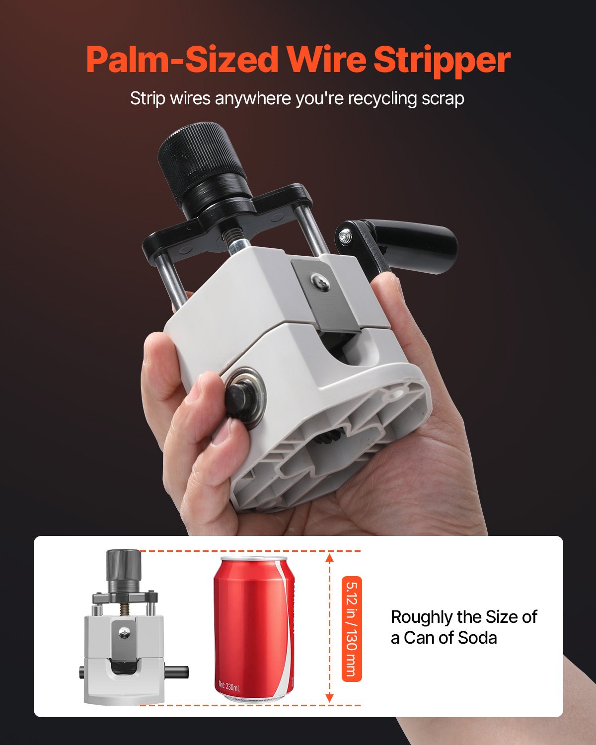 Manual Wire Stripping Machine, 1.5-25 mm, Portable Copper Stripper with Hand Crank or Drill Powered, 64Mn Quenched Blades, 45# Steel Rollers, ABS & PC Wire Peeler, for Scrap Copper Recycling - Image 2