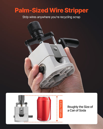 Manual Wire Stripping Machine, 1.5-25 mm, Portable Copper Stripper with Hand Crank or Drill Powered, 64Mn Quenched Blades, 45# Steel Rollers, ABS & PC Wire Peeler, for Scrap Copper Recycling - Image 2