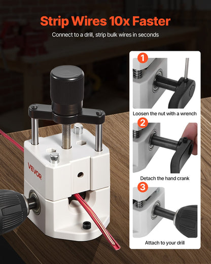 Manual Wire Stripping Machine, 1.5-25 mm, Portable Copper Stripper with Hand Crank or Drill Powered, 64Mn Quenched Blades, 45# Steel Rollers, ABS & PC Wire Peeler, for Scrap Copper Recycling - Image 4