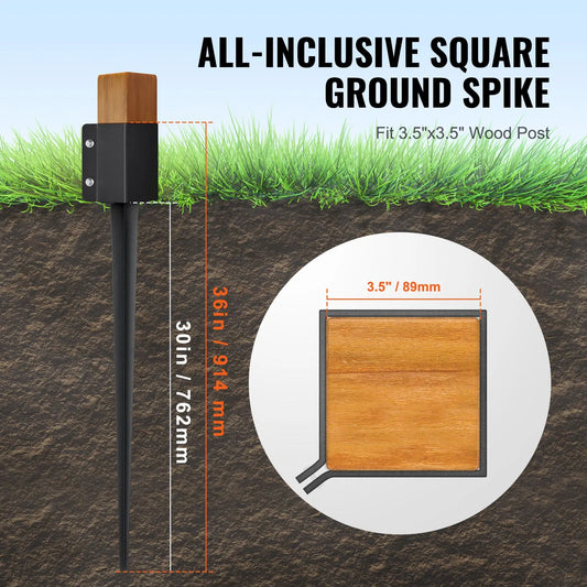 Fence Post Anchor Ground Spike 4 Pack 36 x 4 x 4 In Metal Fence Stakes - Image 4