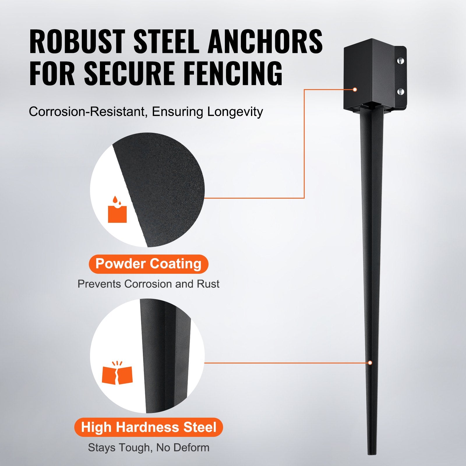Fence Post Anchor Ground Spike 4 Pack 36 x 4 x 4 In Metal Fence Stakes - Image 3