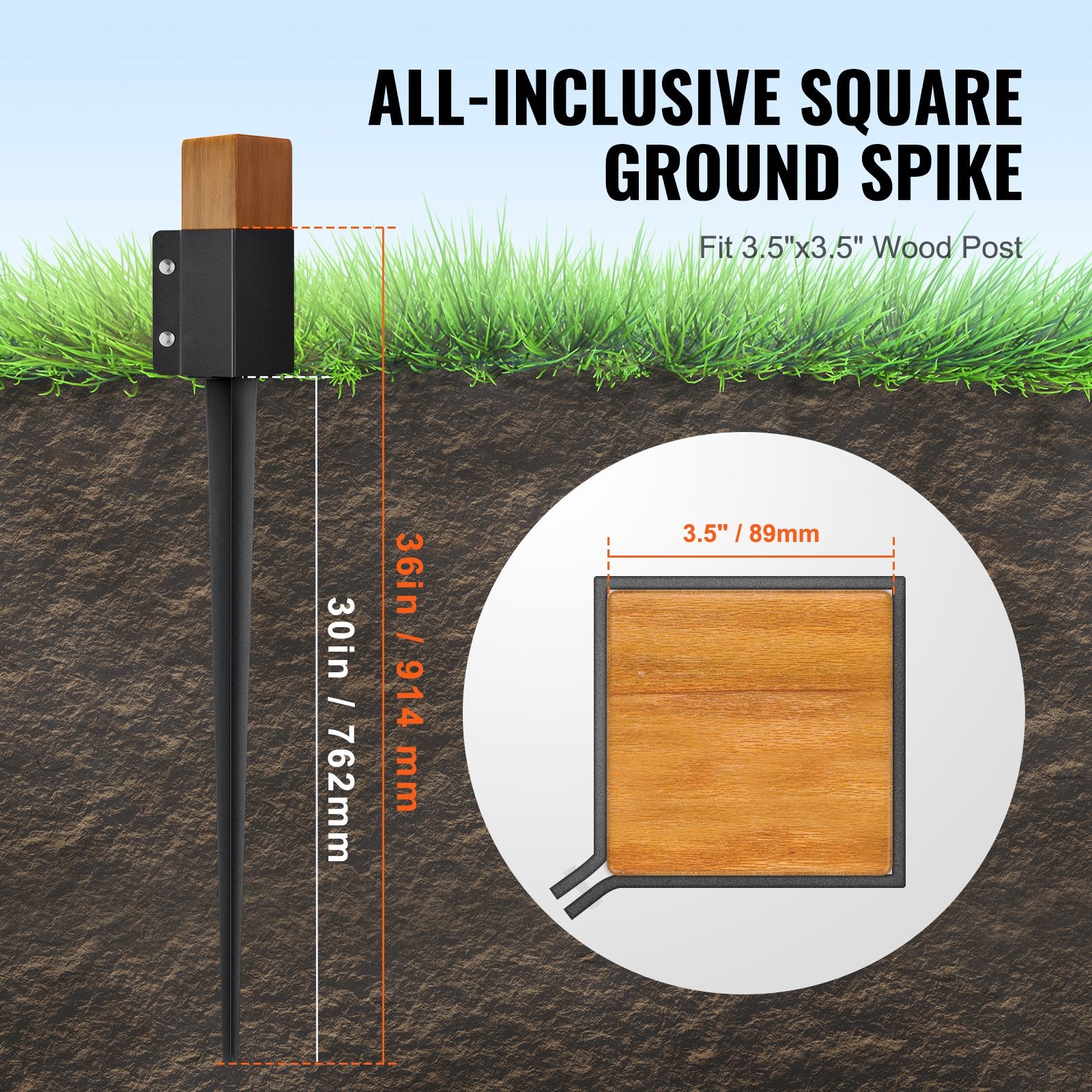 Fence Post Anchor Ground Spike 4 Pack 36 x 4 x 4 In Metal Fence Stakes - Image 4