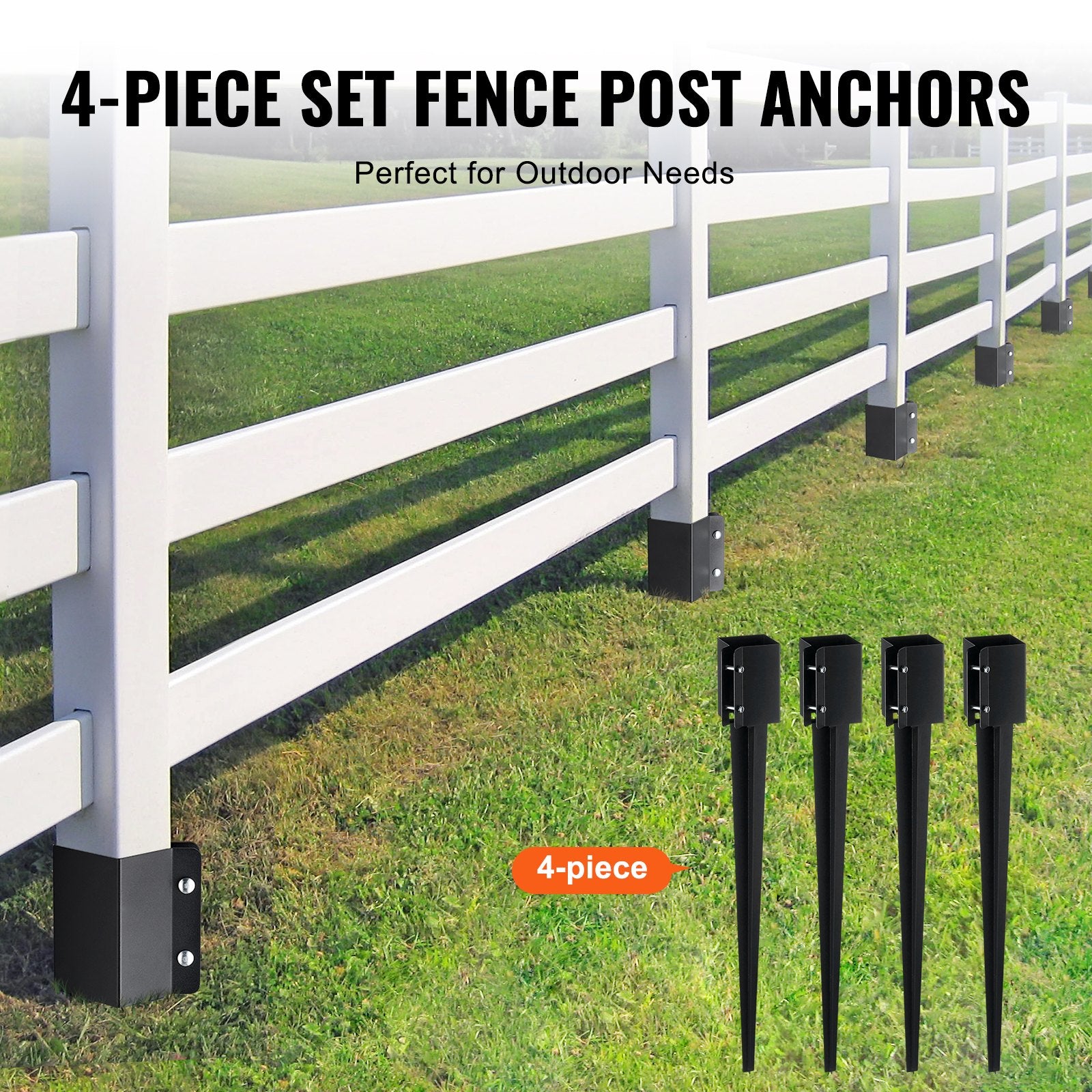 Fence Post Anchor Ground Spike 4 Pack 36 x 4 x 4 In Metal Fence Stakes - Image 5