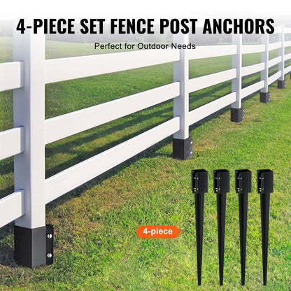 Fence Post Anchor Ground Spike 4 Pack 36 x 4 x 4 In Metal Fence Stakes - Image 5