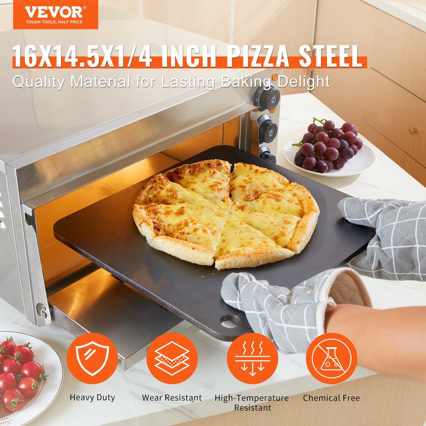 Pizza Steel 16"x14.5"x1/4" Pre-Seasoned Carbon Steel Pizza Baking Stone - Image 2