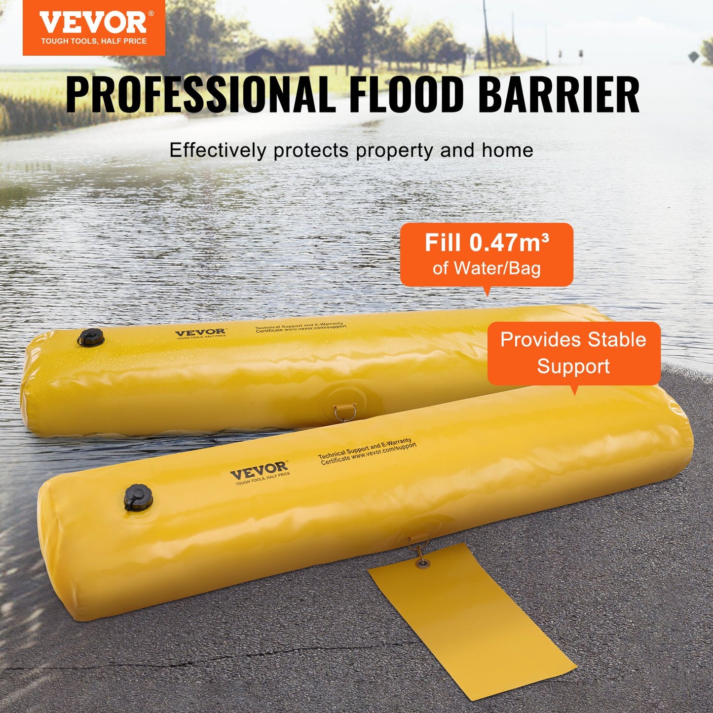 Flood Barriers, Sandbag Alternative Flood Bags 4 Pack, Flood Barrier for Home, Water Barriers for Flooding, Doorway, Driveway(4FTx6in) - Image 2