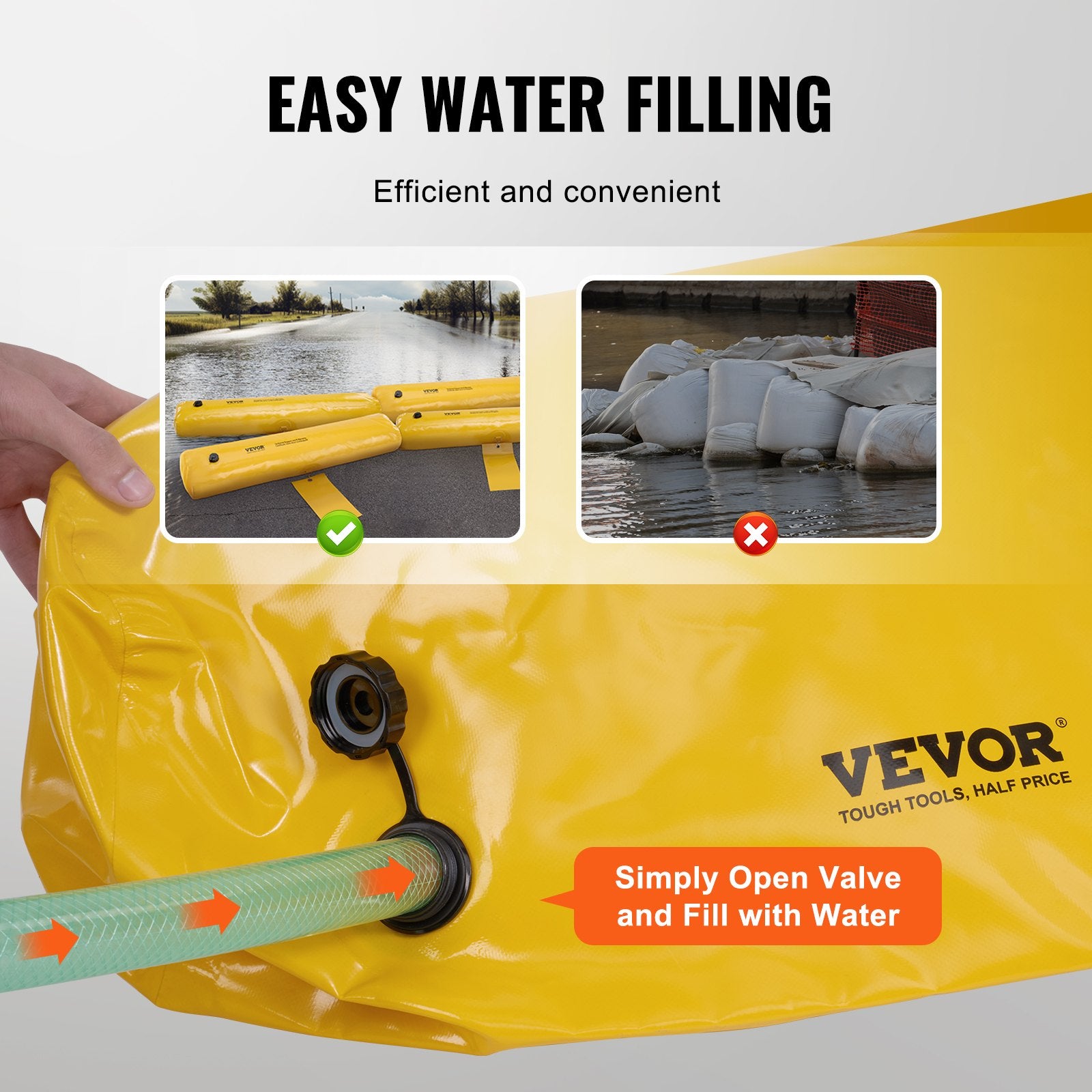Flood Barriers, Sandbag Alternative Flood Bags 4 Pack, Flood Barrier for Home, Water Barriers for Flooding, Doorway, Driveway(4FTx6in) - Image 3