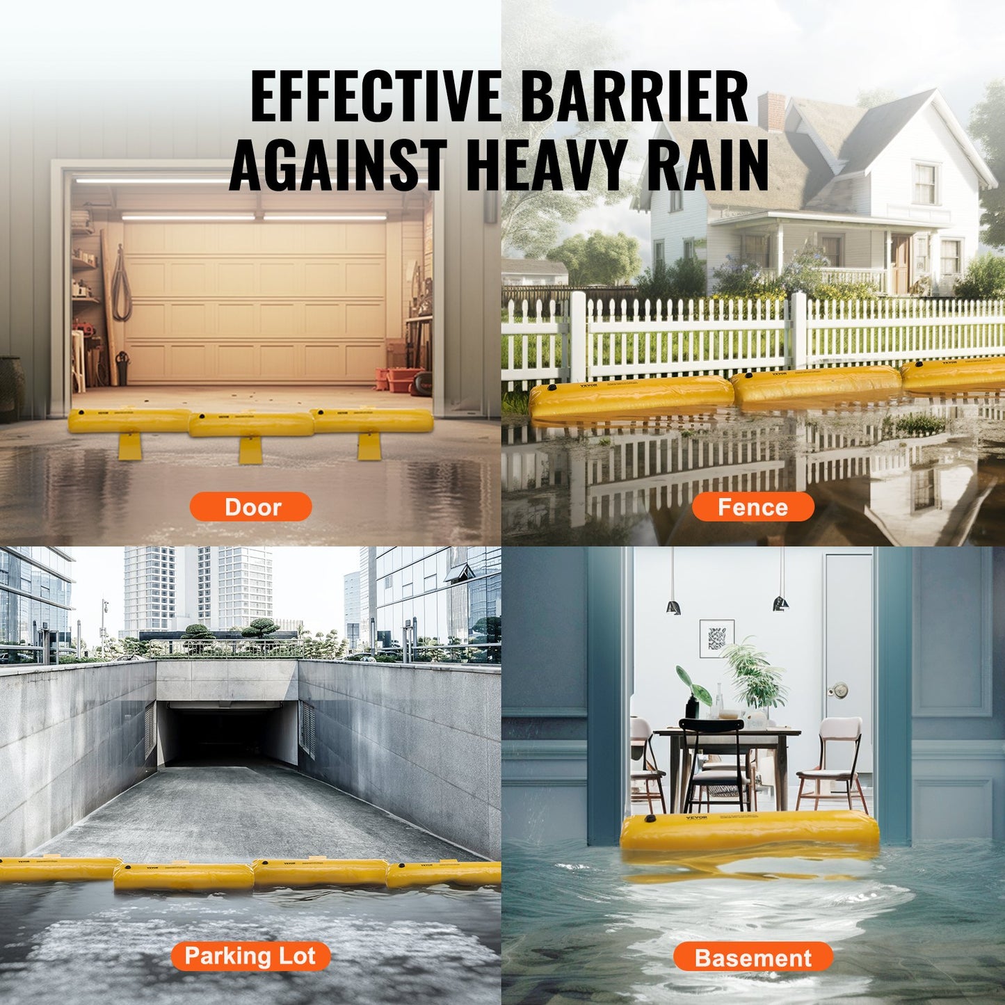 Flood Barriers, Sandbag Alternative Flood Bags 4 Pack, Flood Barrier for Home, Water Barriers for Flooding, Doorway, Driveway(4FTx6in) - Image 6