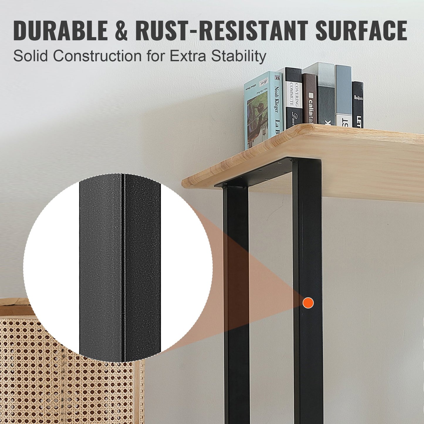 711.2MM Adjustable Furniture Legs, Square Reinforced Steel Office Table legs Set of 2 for DIY, Max Load 453.6KG Heavy Duty Desk Legs, Quick Instalation & Rich Accessories Legs Black - Image 4