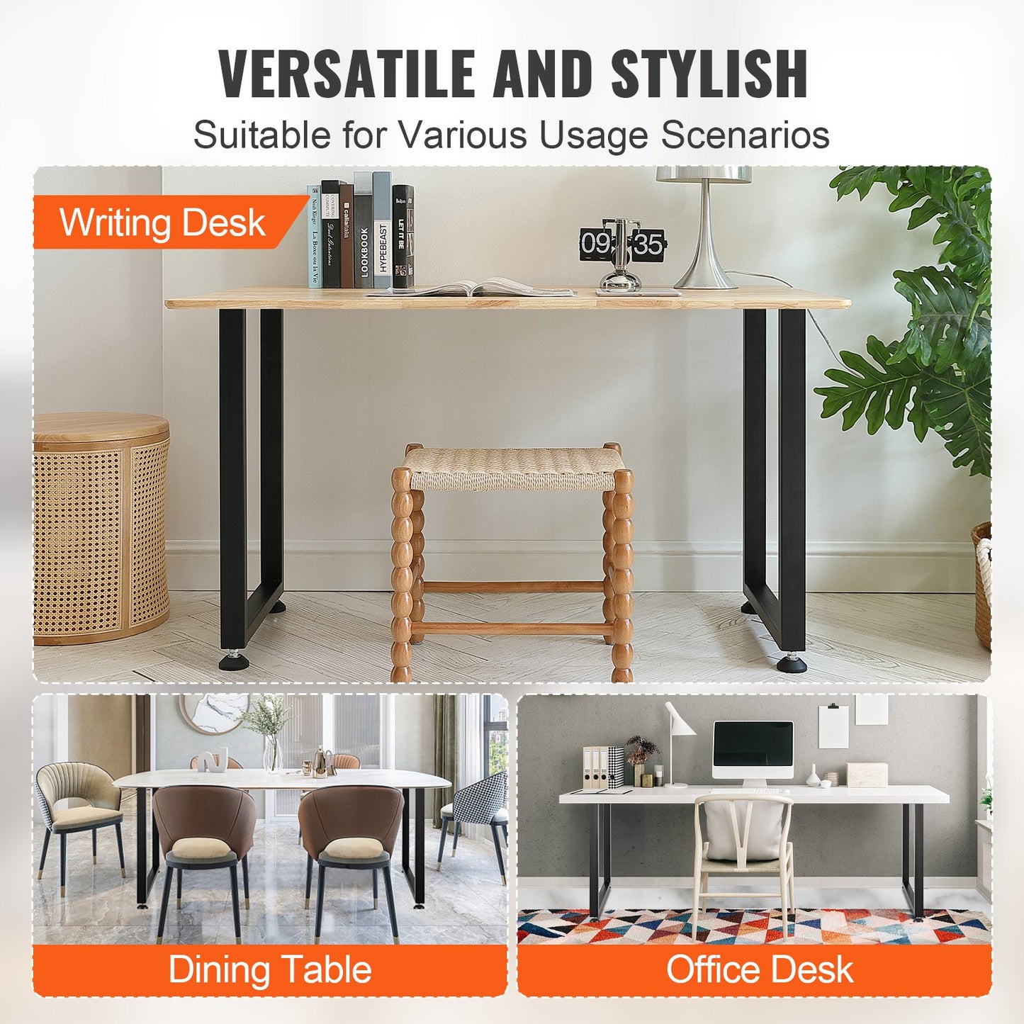 711.2MM Adjustable Furniture Legs, Square Reinforced Steel Office Table legs Set of 2 for DIY, Max Load 453.6KG Heavy Duty Desk Legs, Quick Instalation & Rich Accessories Legs Black - Image 5