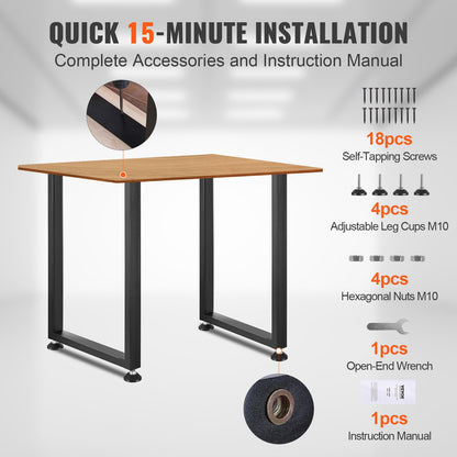 711.2MM Adjustable Furniture Legs, Square Reinforced Steel Office Table legs Set of 2 for DIY, Max Load 453.6KG Heavy Duty Desk Legs, Quick Instalation & Rich Accessories Legs Black - Image 6