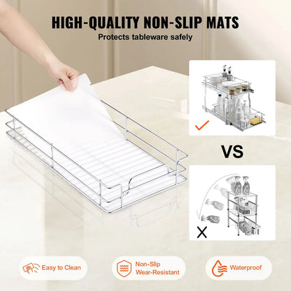 12"Wx21"Dx15"H Pull Out Cabinet Organizer, Heavy Duty Slide Out Pantry Shelves, Steel Roll Out Drawers, Sliding Drawer Storage for Home Under Sink, 13.5"Wx22"Dx18"H Install Size for Cabinet - Image 4