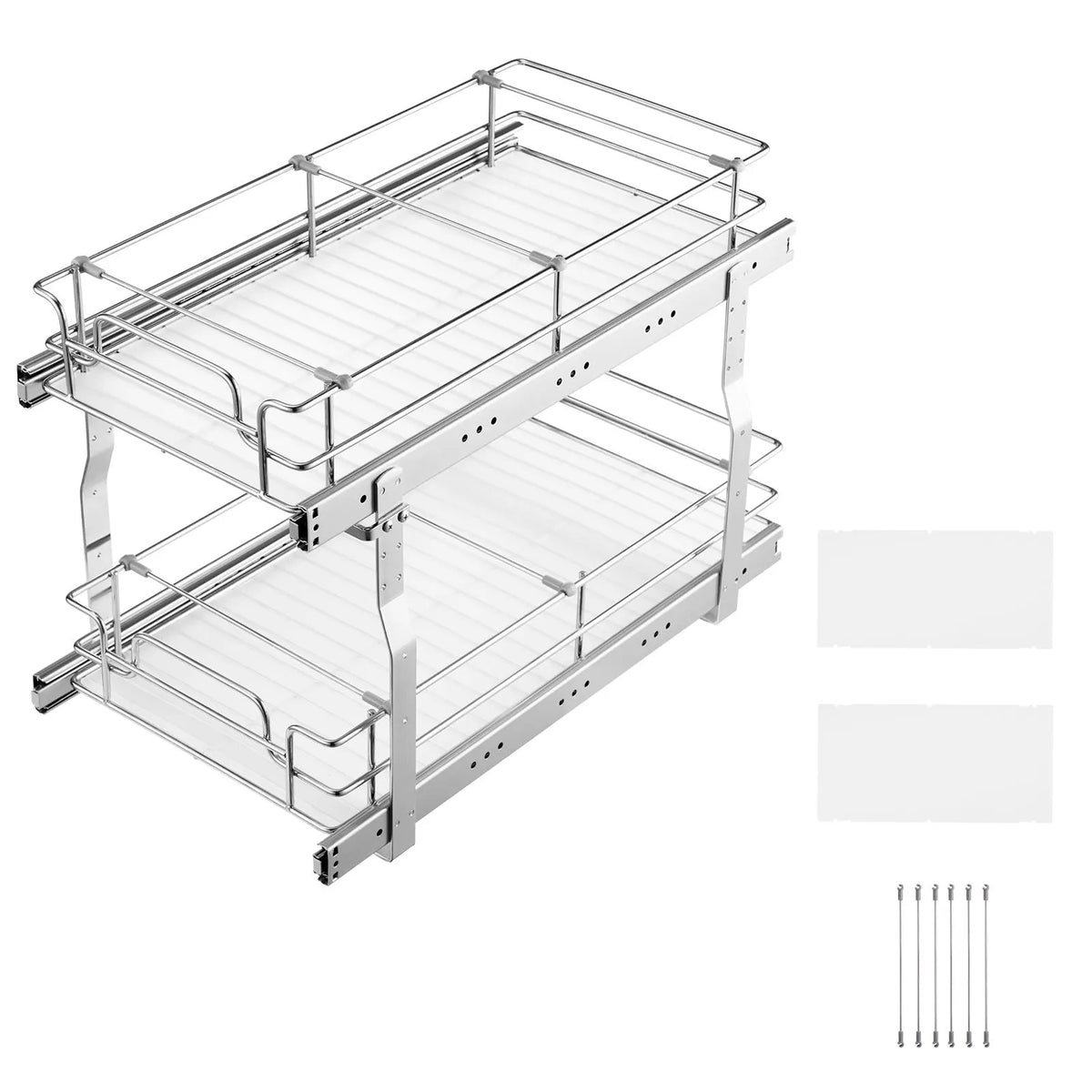 12"Wx21"Dx15"H Pull Out Cabinet Organizer, Heavy Duty Slide Out Pantry Shelves, Steel Roll Out Drawers, Sliding Drawer Storage for Home Under Sink, 13.5"Wx22"Dx18"H Install Size for Cabinet - Image 8