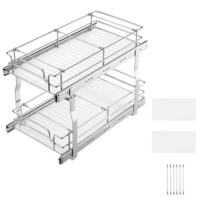 12"Wx21"Dx15"H Pull Out Cabinet Organizer, Heavy Duty Slide Out Pantry Shelves, Steel Roll Out Drawers, Sliding Drawer Storage for Home Under Sink, 13.5"Wx22"Dx18"H Install Size for Cabinet - Image 8