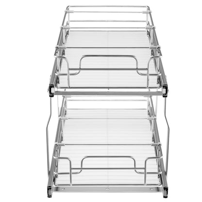 12"Wx21"Dx15"H Pull Out Cabinet Organizer, Heavy Duty Slide Out Pantry Shelves, Steel Roll Out Drawers, Sliding Drawer Storage for Home Under Sink, 13.5"Wx22"Dx18"H Install Size for Cabinet - Image 9