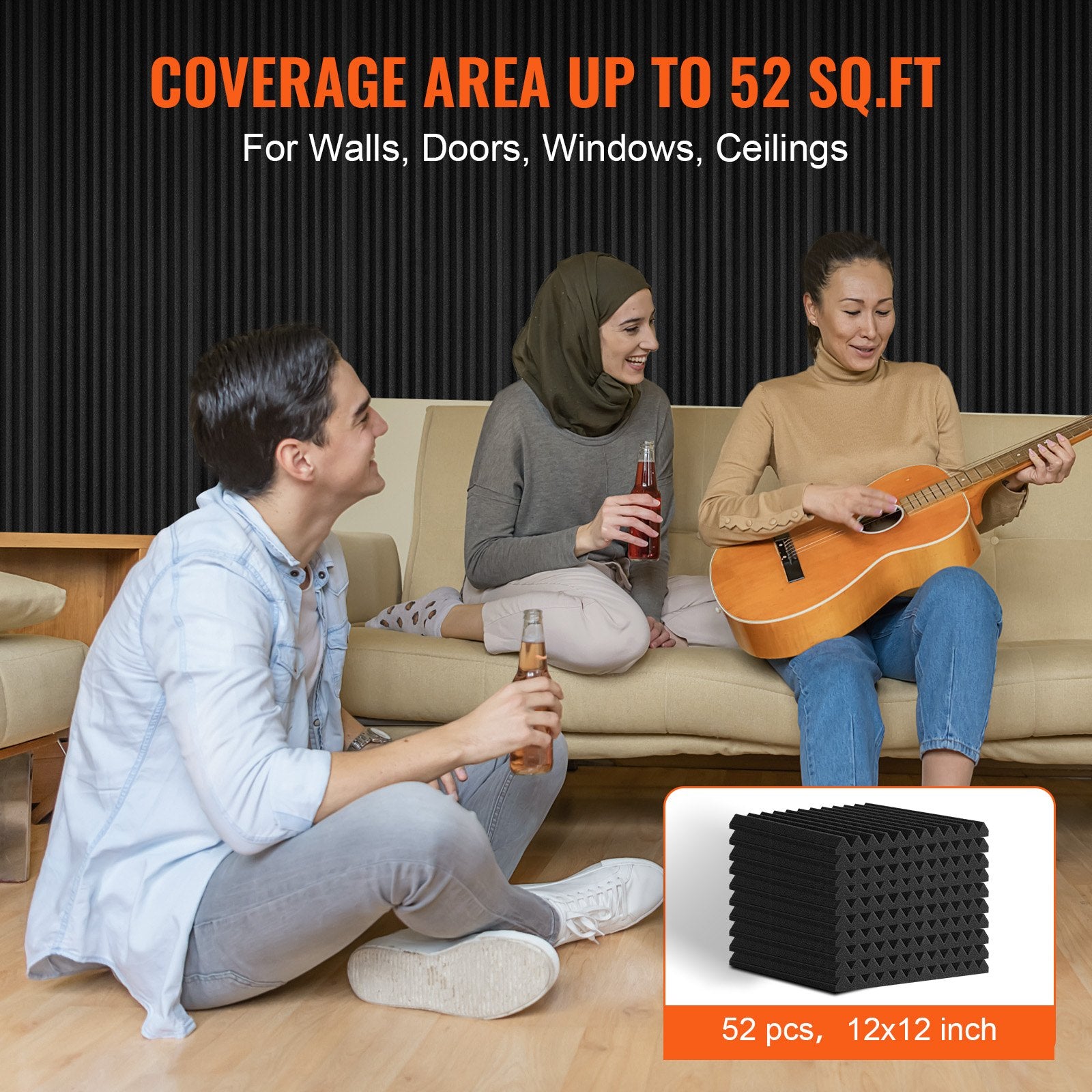 Acoustic Foam Panels 52 Pack 12 x 12 x 1 in for Studio Wall and Ceiling - Image 5