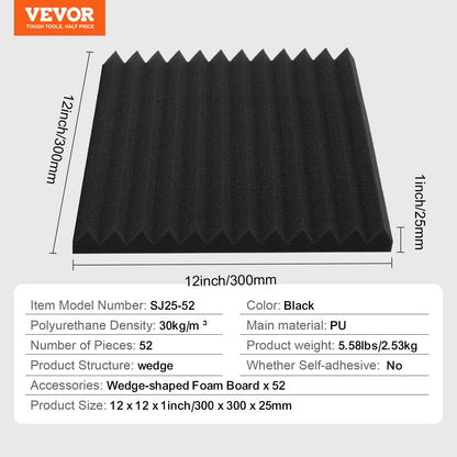 Acoustic Foam Panels 52 Pack 12 x 12 x 1 in for Studio Wall and Ceiling - Image 7