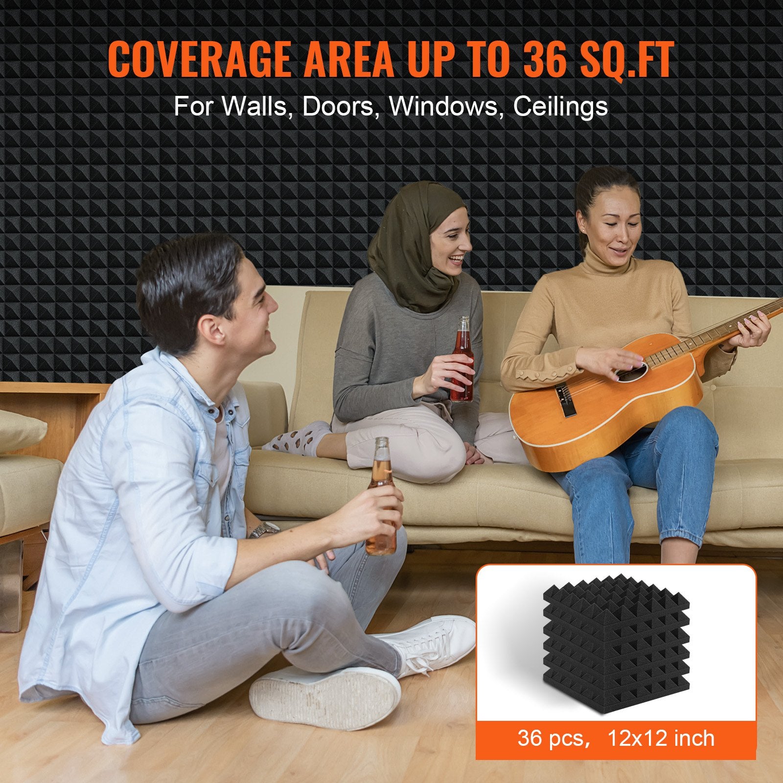 Acoustic Foam Panels 36 Pack 12 x 12 x 2 in for Studio Wall and Ceiling - Image 5