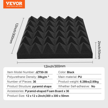 Acoustic Foam Panels 36 Pack 12 x 12 x 2 in for Studio Wall and Ceiling - Image 7
