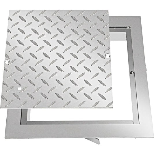Recessed Manhole Cover 11.8\"x11.8\" Clear Opening, Galvanized Steel Drain Cover Overall Size 14.5\"x14.5\", Sealed Square Manhole Cover and Frame, Steel Man Hole Lid Inspection Access for Boat/