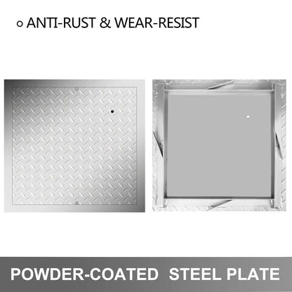 Recessed Manhole Cover 11.8\"x11.8\" Clear Opening, Galvanized Steel Drain Cover Overall Size 14.5\"x14.5\", Sealed Square Manhole Cover and Frame, Steel Man Hole Lid Inspection Access for Boat/ - Image 3