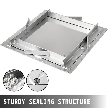 Recessed Manhole Cover 11.8\"x11.8\" Clear Opening, Galvanized Steel Drain Cover Overall Size 14.5\"x14.5\", Sealed Square Manhole Cover and Frame, Steel Man Hole Lid Inspection Access for Boat/ - Image 5