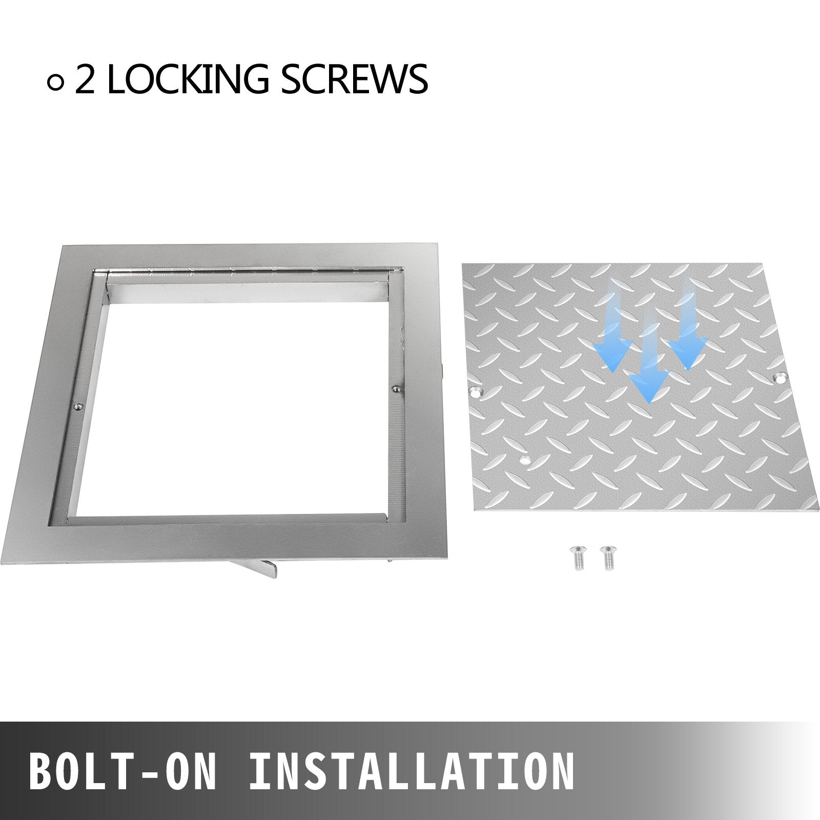 Recessed Manhole Cover 11.8\"x11.8\" Clear Opening, Galvanized Steel Drain Cover Overall Size 14.5\"x14.5\", Sealed Square Manhole Cover and Frame, Steel Man Hole Lid Inspection Access for Boat/ - Image 6