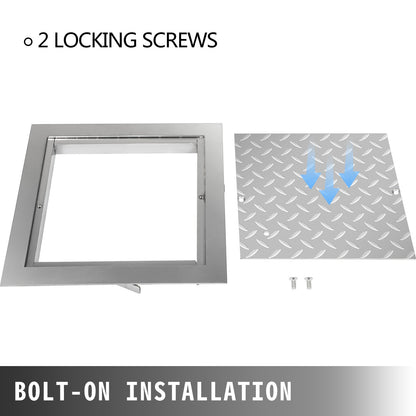 Recessed Manhole Cover 11.8\"x11.8\" Clear Opening, Galvanized Steel Drain Cover Overall Size 14.5\"x14.5\", Sealed Square Manhole Cover and Frame, Steel Man Hole Lid Inspection Access for Boat/ - Image 6