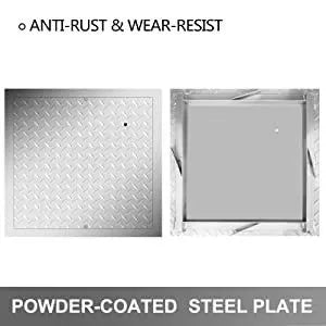Recessed Manhole Cover 60 x 60 cm Clear Opening, Galvanized Steel Drain Cover Overall Size 67 x 67 cm, Sealed Square Manhole Cover and Frame, Steel Man Hole Lid Inspection Access for Boat/ - Image 3