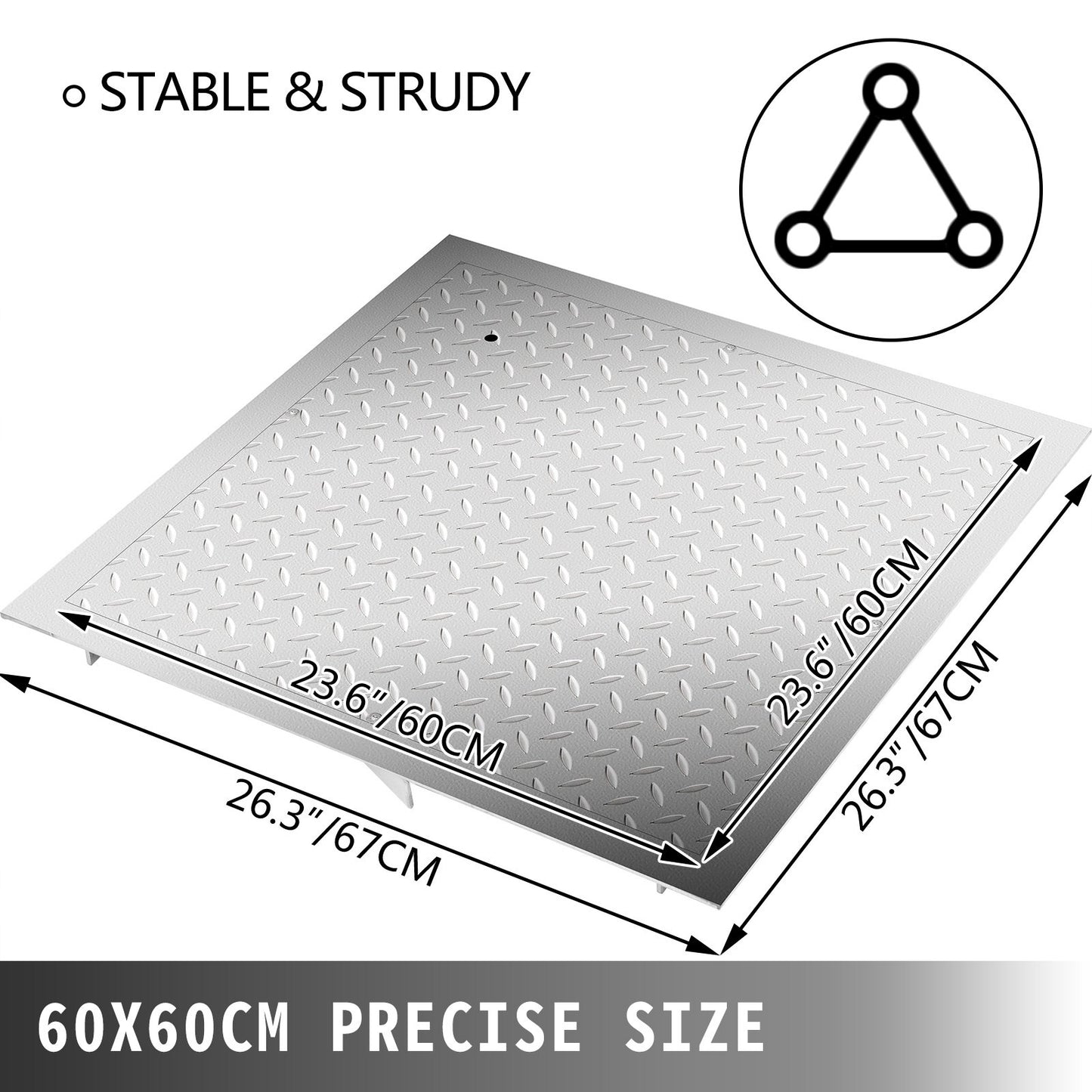 Recessed Manhole Cover 60 x 60 cm Clear Opening, Galvanized Steel Drain Cover Overall Size 67 x 67 cm, Sealed Square Manhole Cover and Frame, Steel Man Hole Lid Inspection Access for Boat/ - Image 4