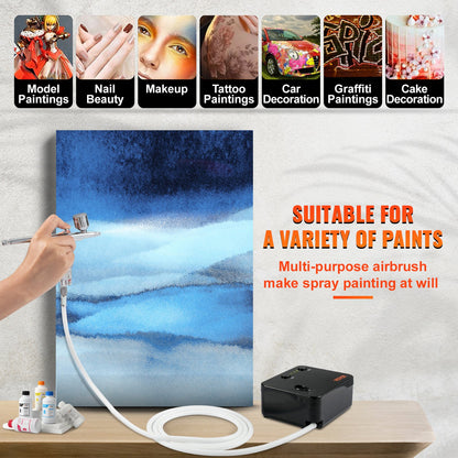 Airbrush Kit Dual-action Airbrush System Compressor Art Nail Makeup Model - Image 6