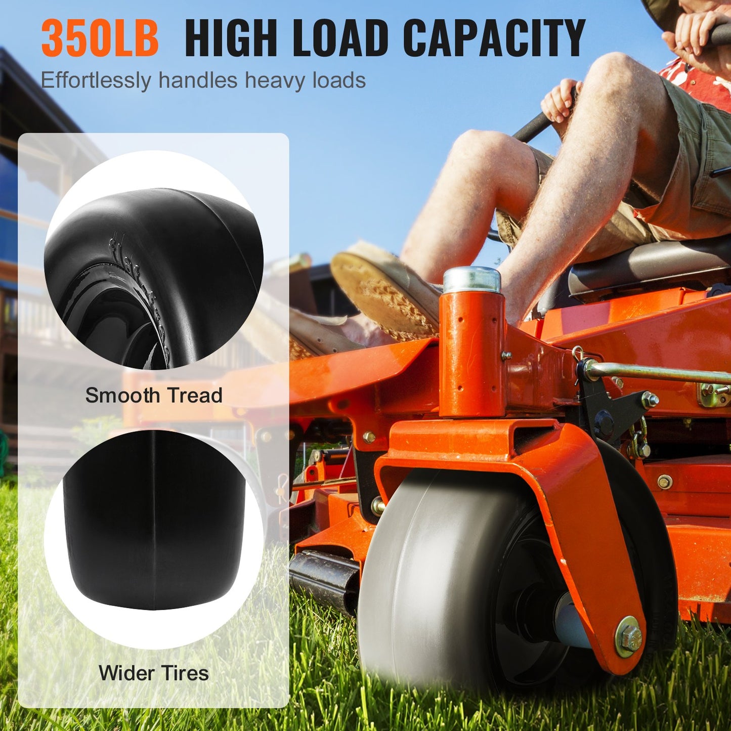 Lawn Mower Tires with Rim, 11x4-7" Tubeless Tractor Tires, 2-Pack Tire and Wheel Assemby, Flat-free PU Tire, 3.4" Centered Hub, 3/4" Bushing Size, 20 PCS Adapters for Riding Mowers Lawn Tractors - Image 4