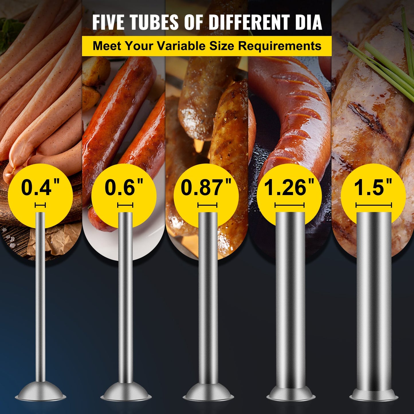 Manual Sausage Stuffer, 3 L / 7 LBS Horizontal Sausage Machine, Dual-Speed Meat Stuffer, Made of Food-Grade 304 Stainless Steel, Includes 5 Stuffing Tubes, for Home Kitchen Restaurant Commercial - Image 5