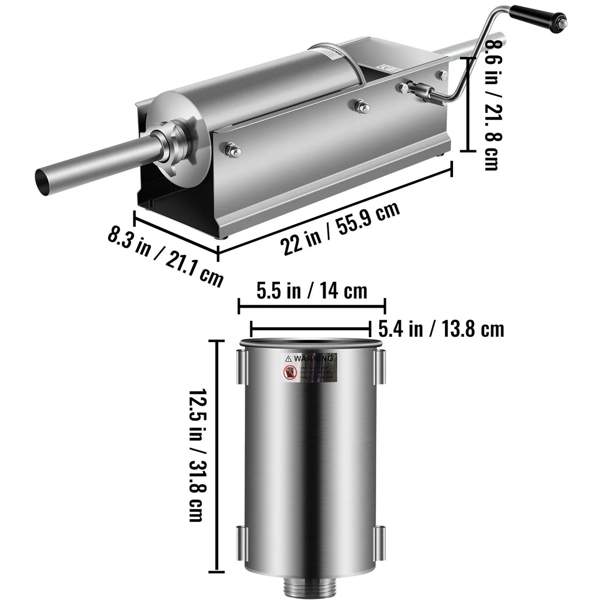 Manual Sausage Stuffer, 5 L / 11 LBS Horizontal Sausage Machine, Dual-Speed Meat Stuffer, Made of Food-Grade 304 Stainless Steel, Includes 5 Stuffing Tubes, for Home Kitchen Restaurant Commercia - Image 8