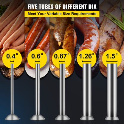 Manual Sausage Stuffer, 5 L / 11 LBS Horizontal Sausage Machine, Dual-Speed Meat Stuffer, Made of Food-Grade 304 Stainless Steel, Includes 5 Stuffing Tubes, for Home Kitchen Restaurant Commercia - Image 5