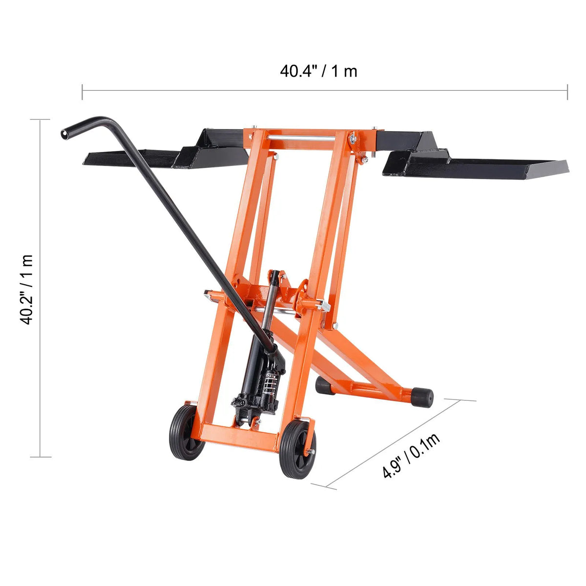 Lawn Mower Lift with Hydraulic Jack, 500 Lbs Weight Capacity, Solid Carbon Steel Lawn Mower Lift, Adjustable Movable Lawn Lifter for Riding Tractors and Zero Turn Lawn Mowers, Orange - Image 8