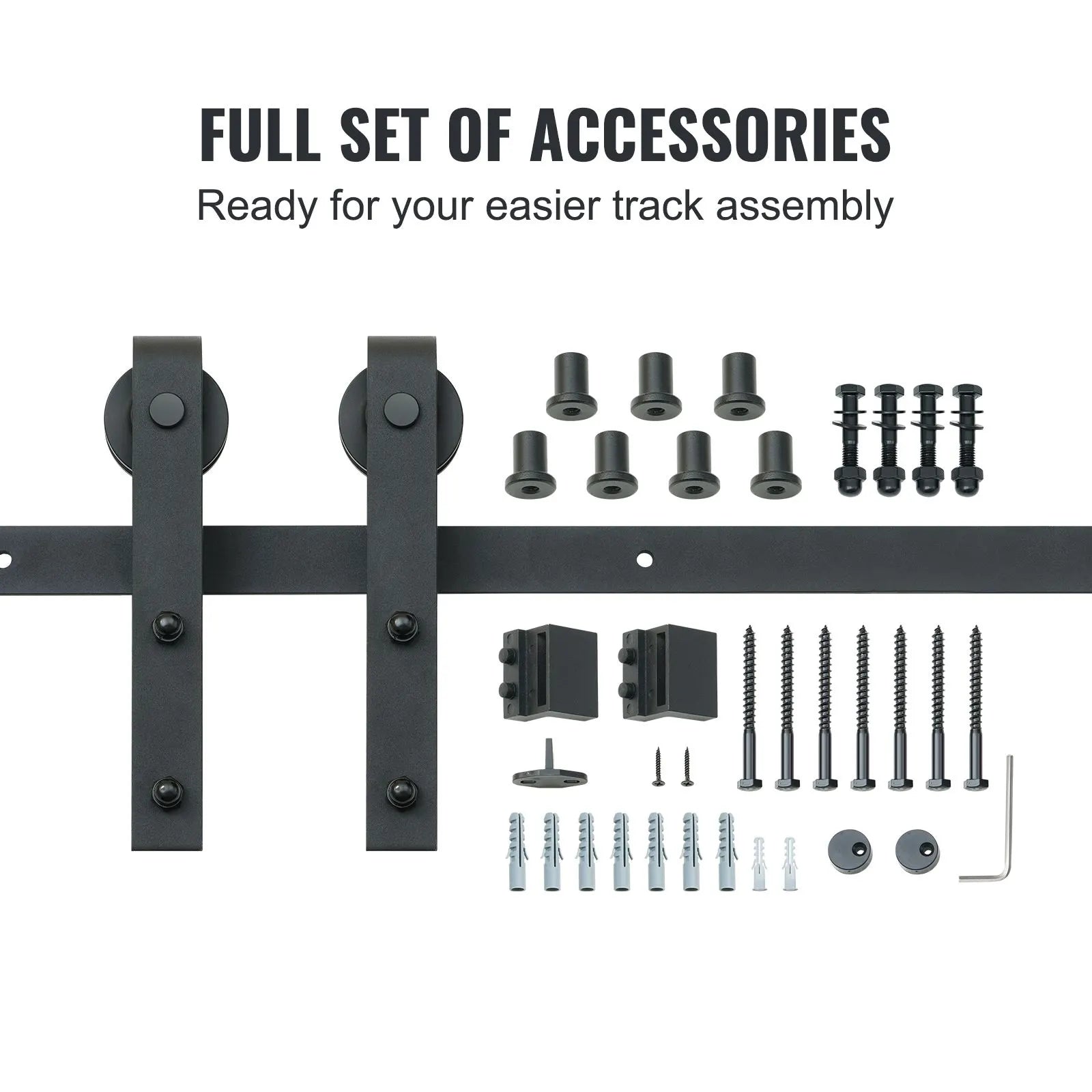 8FT Sliding Barn Door Hardware Closet Track Kit for Single Door J Hanger - Image 4