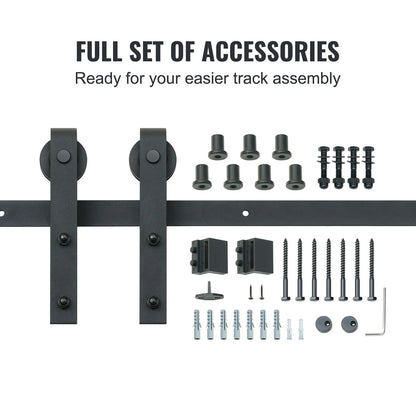 8FT Sliding Barn Door Hardware Closet Track Kit for Single Door J Hanger - Image 4