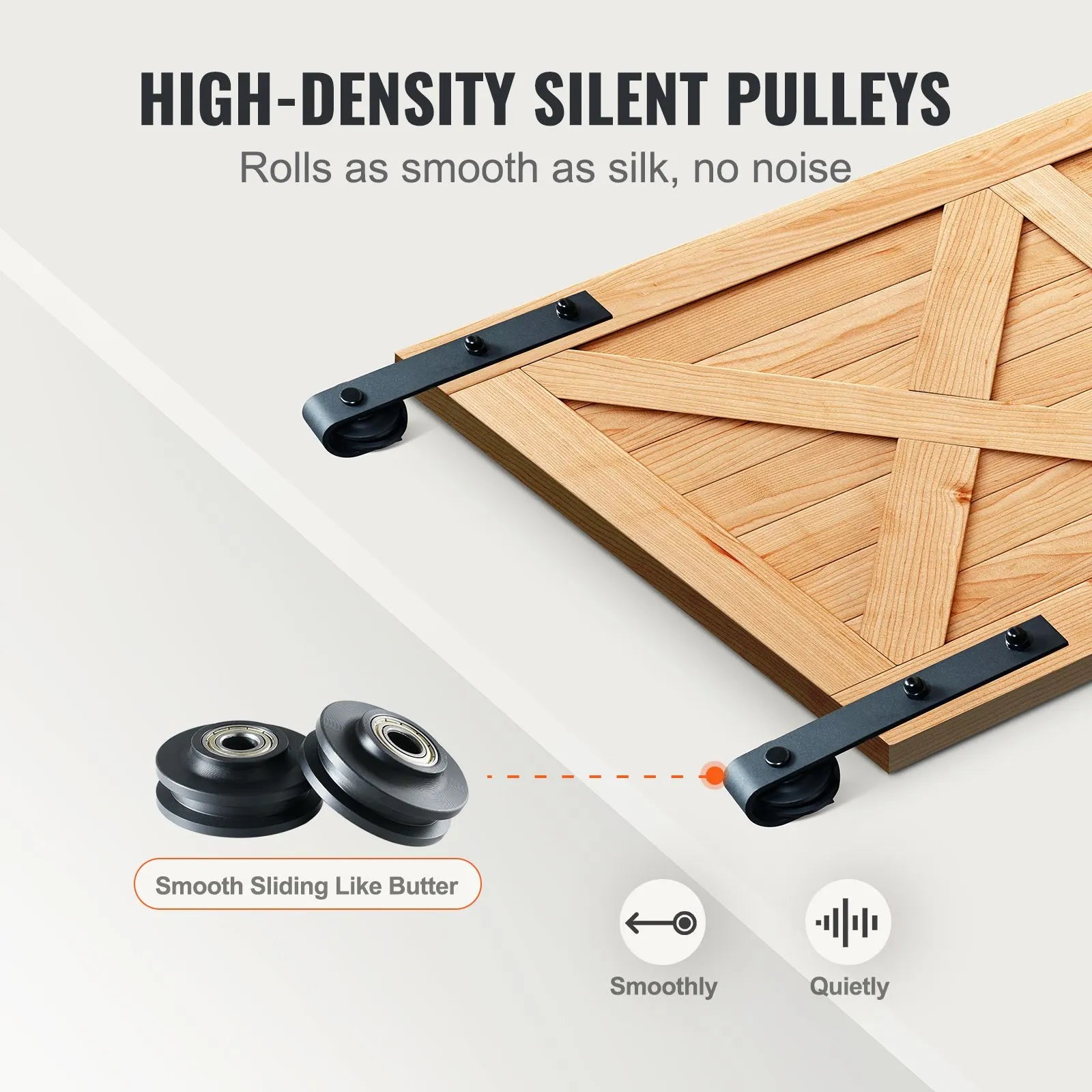 8FT Sliding Barn Door Hardware Closet Track Kit for Single Door J Hanger - Image 5