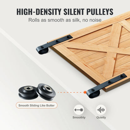 8FT Sliding Barn Door Hardware Closet Track Kit for Single Door J Hanger - Image 5