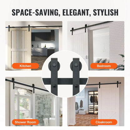 8FT Sliding Barn Door Hardware Closet Track Kit for Single Door J Hanger - Image 6
